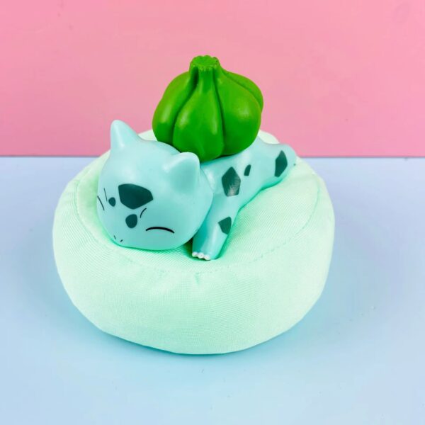 Sleeping Bulbasaur Figure on Mint Cushion – Peaceful Pokémon Collectible